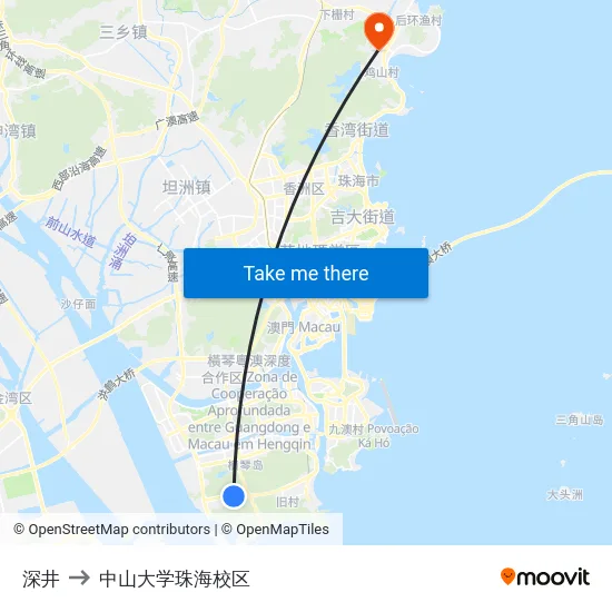 深井 to 中山大学珠海校区 map