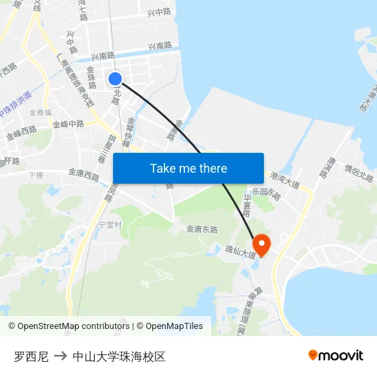 罗西尼 to 中山大学珠海校区 map