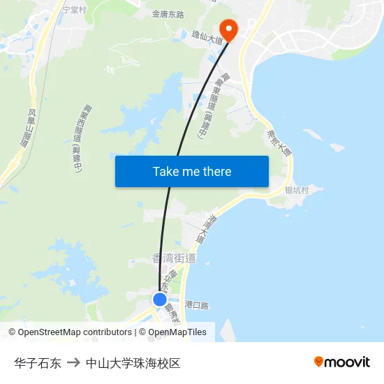 华子石东 to 中山大学珠海校区 map