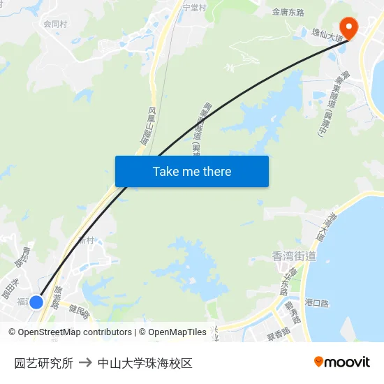 园艺研究所 to 中山大学珠海校区 map