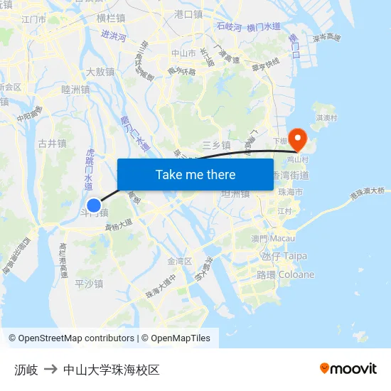 沥岐 to 中山大学珠海校区 map