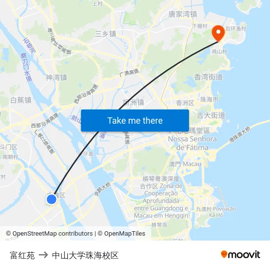 富红苑 to 中山大学珠海校区 map
