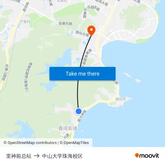 里神前总站 to 中山大学珠海校区 map