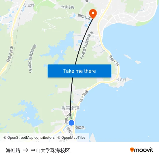 海虹路 to 中山大学珠海校区 map