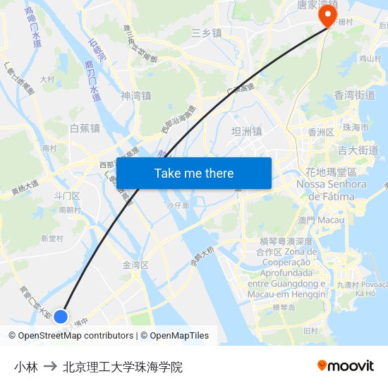 小林 to 北京理工大学珠海学院 map