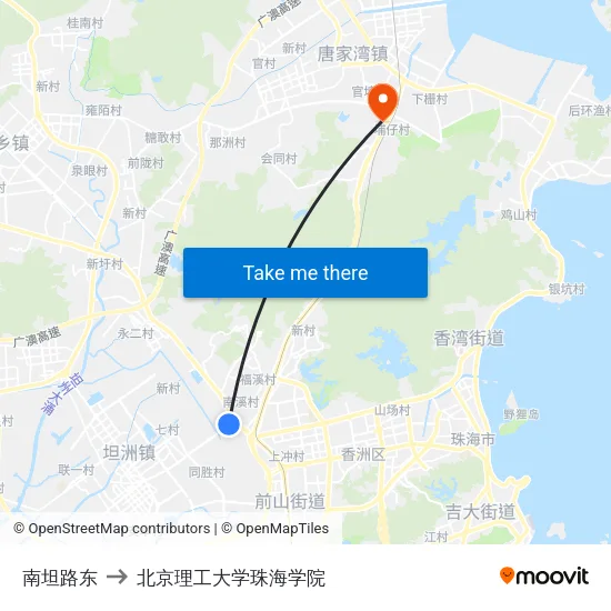 南坦路东 to 北京理工大学珠海学院 map