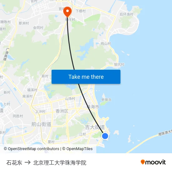石花东 to 北京理工大学珠海学院 map