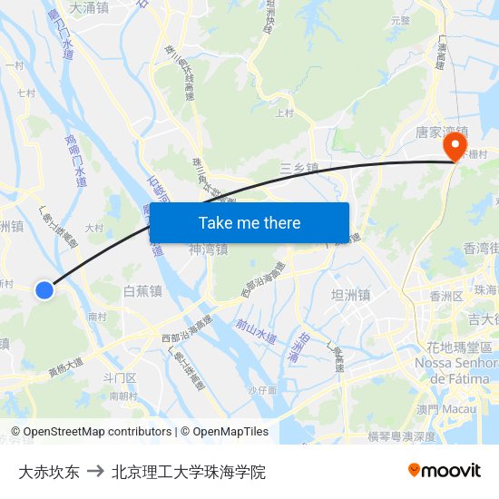 大赤坎东 to 北京理工大学珠海学院 map