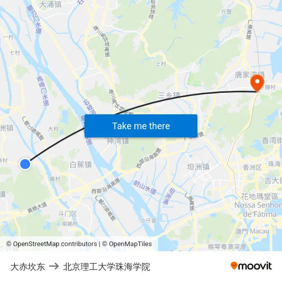 大赤坎东 to 北京理工大学珠海学院 map