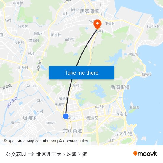 公交花园 to 北京理工大学珠海学院 map