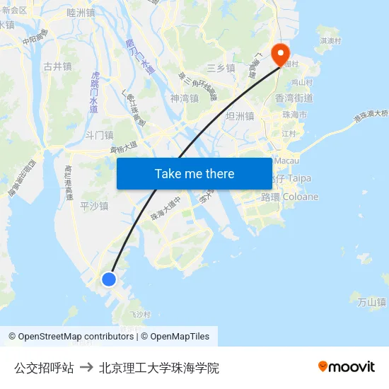 公交招呼站 to 北京理工大学珠海学院 map