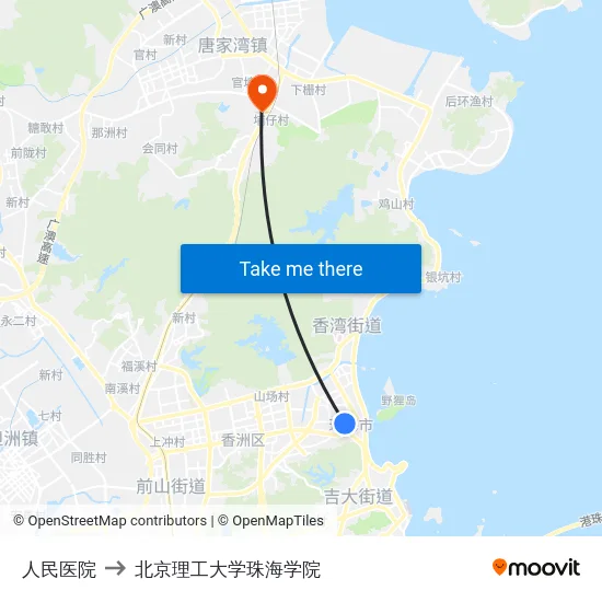 人民医院 to 北京理工大学珠海学院 map