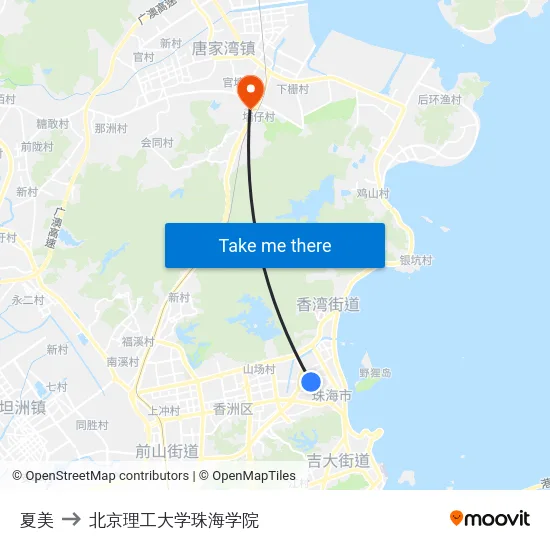 夏美 to 北京理工大学珠海学院 map