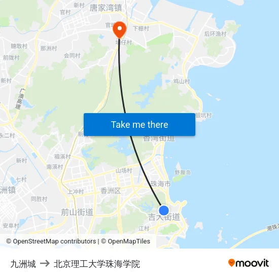 九洲城 to 北京理工大学珠海学院 map