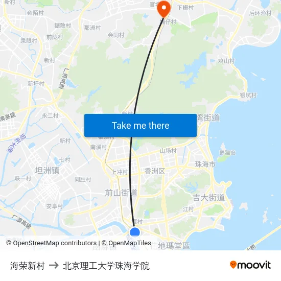 海荣新村 to 北京理工大学珠海学院 map