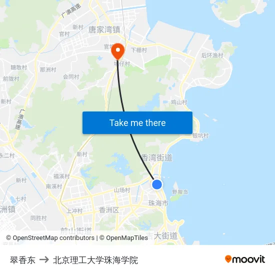 翠香东 to 北京理工大学珠海学院 map