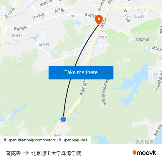 普陀寺 to 北京理工大学珠海学院 map