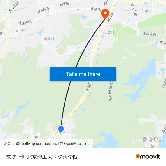 东坑 to 北京理工大学珠海学院 map