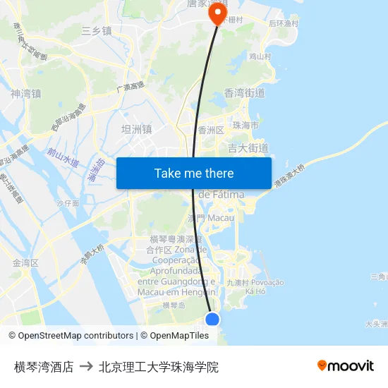 横琴湾酒店 to 北京理工大学珠海学院 map