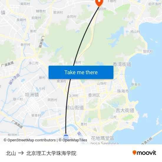北山 to 北京理工大学珠海学院 map