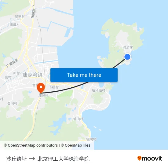 沙丘遗址 to 北京理工大学珠海学院 map