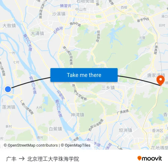 广丰 to 北京理工大学珠海学院 map