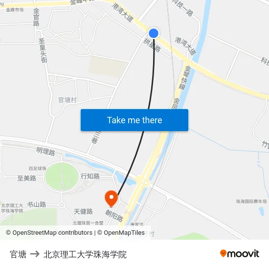 官塘 to 北京理工大学珠海学院 map