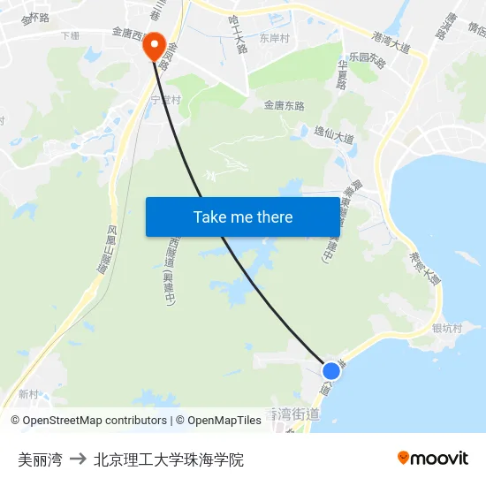 美丽湾 to 北京理工大学珠海学院 map