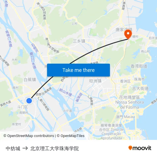 中纺城 to 北京理工大学珠海学院 map