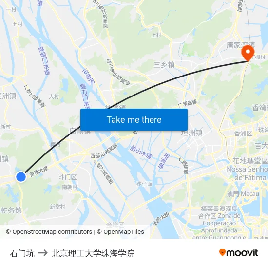 石门坑 to 北京理工大学珠海学院 map