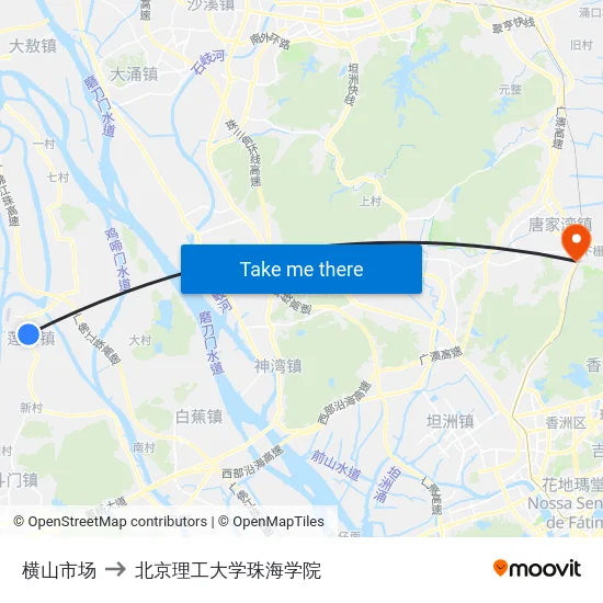 横山市场 to 北京理工大学珠海学院 map