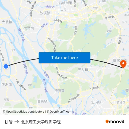 耕管 to 北京理工大学珠海学院 map
