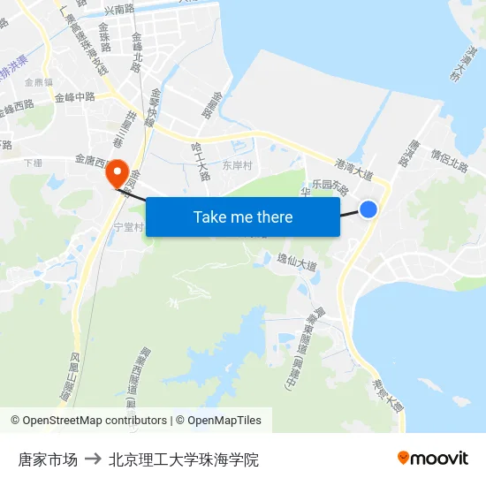 唐家市场 to 北京理工大学珠海学院 map