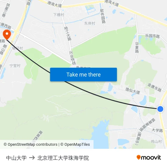 中山大学 to 北京理工大学珠海学院 map