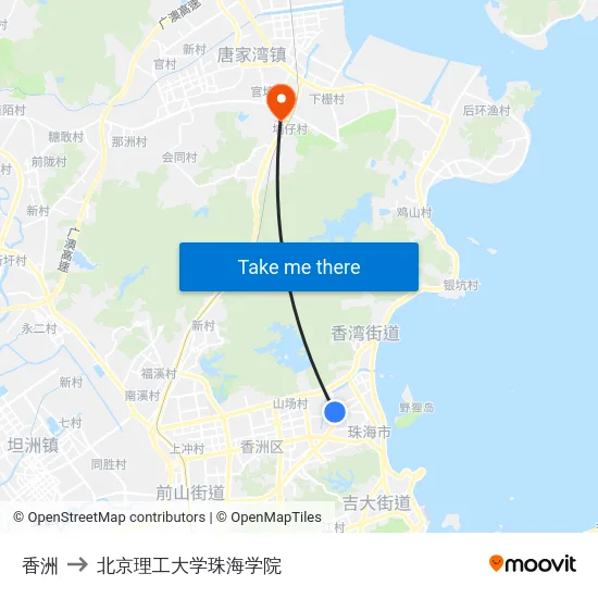 香洲 to 北京理工大学珠海学院 map