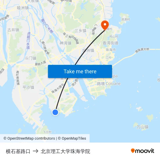 横石基路口 to 北京理工大学珠海学院 map