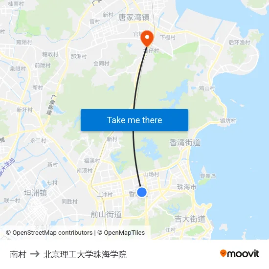 南村 to 北京理工大学珠海学院 map