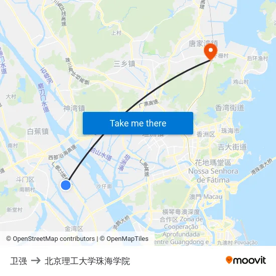 卫强 to 北京理工大学珠海学院 map