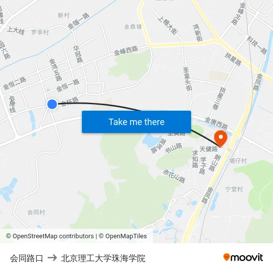 会同路口 to 北京理工大学珠海学院 map