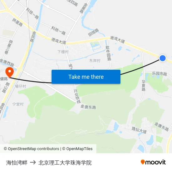 海怡湾畔 to 北京理工大学珠海学院 map