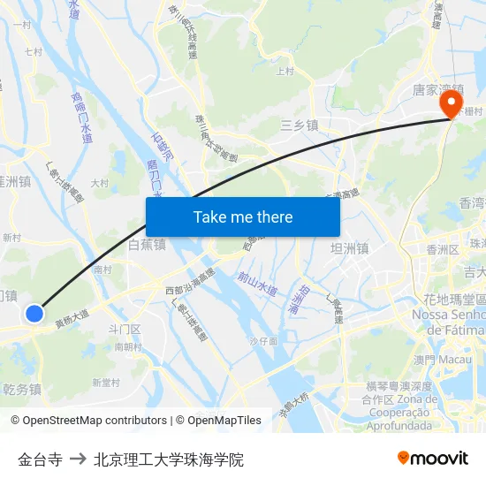 金台寺 to 北京理工大学珠海学院 map