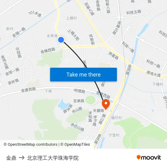金鼎 to 北京理工大学珠海学院 map