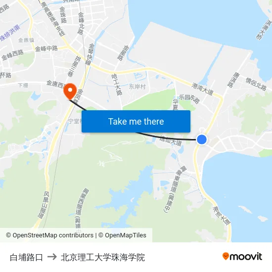 白埔路口 to 北京理工大学珠海学院 map