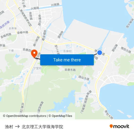 渔村 to 北京理工大学珠海学院 map