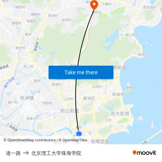 港一路 to 北京理工大学珠海学院 map