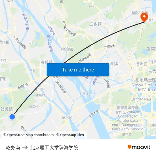 乾务南 to 北京理工大学珠海学院 map