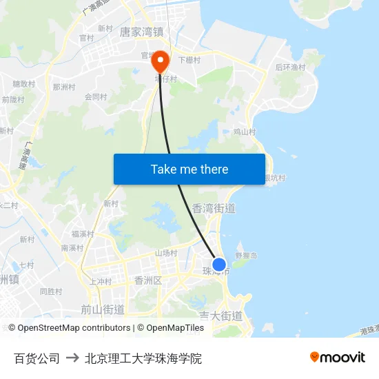 百货公司 to 北京理工大学珠海学院 map
