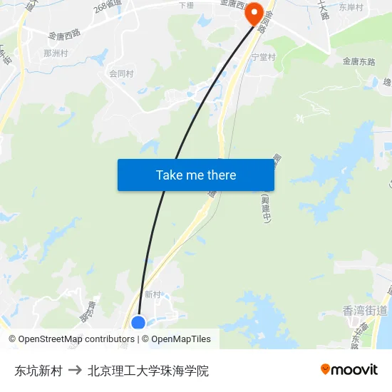 东坑新村 to 北京理工大学珠海学院 map