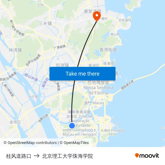 桂风道路口 to 北京理工大学珠海学院 map
