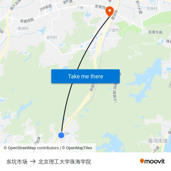 东坑市场 to 北京理工大学珠海学院 map